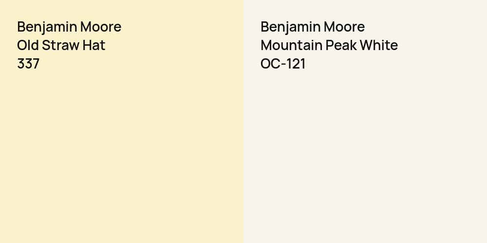 Benjamin Moore Old Straw Hat vs. Benjamin Moore Mountain Peak White