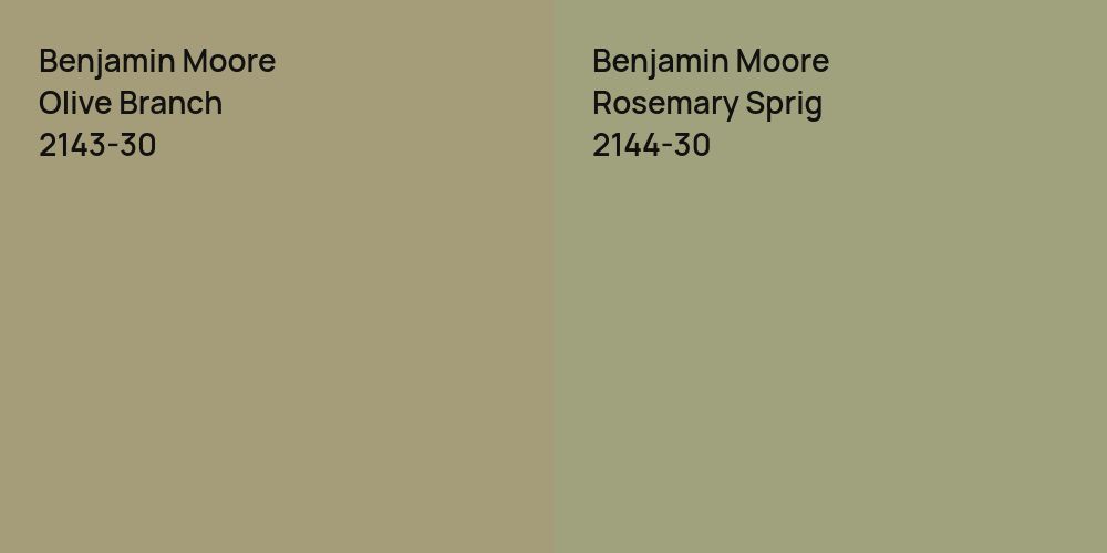 Benjamin Moore Olive Branch vs. Benjamin Moore Rosemary Sprig