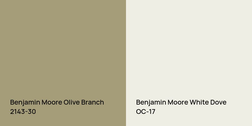 Benjamin Moore Olive Branch vs. Benjamin Moore White Dove