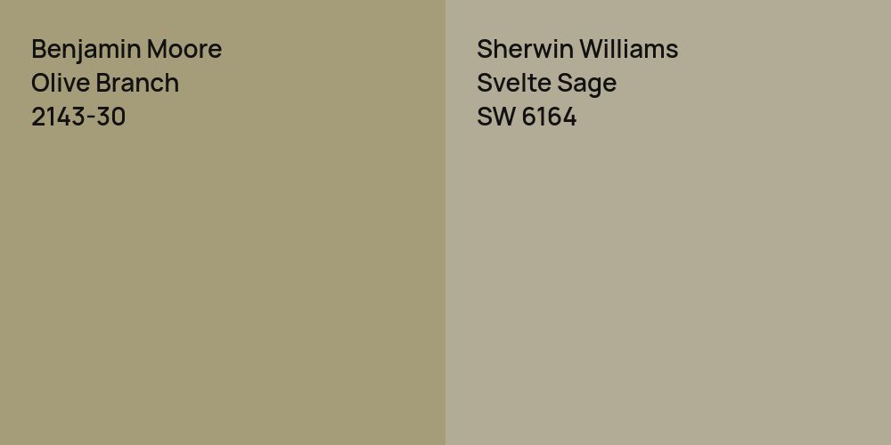 Benjamin Moore Olive Branch vs. Sherwin Williams Svelte Sage