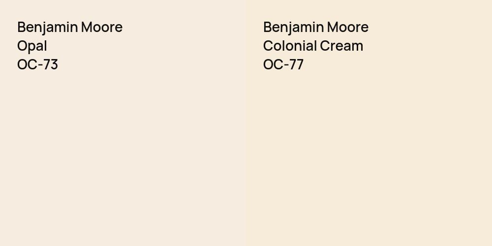 Benjamin Moore Opal vs. Benjamin Moore Colonial Cream