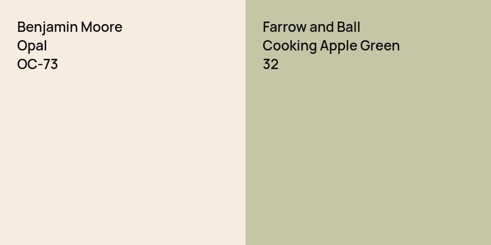 Benjamin Moore Opal vs. Farrow and Ball Cooking Apple Green