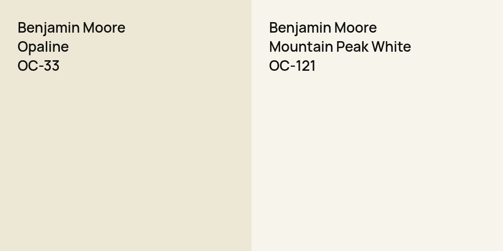 Benjamin Moore Opaline vs. Benjamin Moore Mountain Peak White