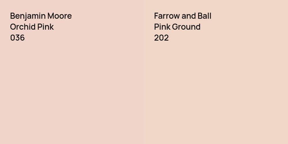 Benjamin Moore Orchid Pink vs. Farrow and Ball Pink Ground