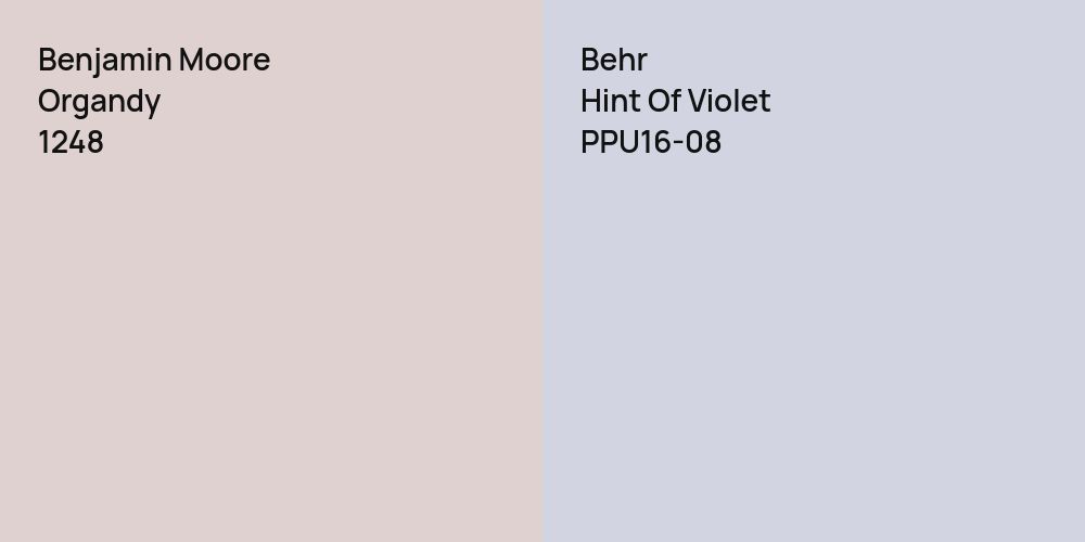 Benjamin Moore Organdy vs. Behr Hint Of Violet