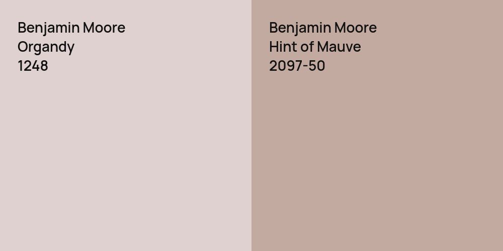 Benjamin Moore Organdy vs. Benjamin Moore Hint of Mauve