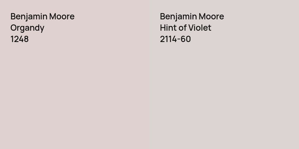 Benjamin Moore Organdy vs. Benjamin Moore Hint of Violet