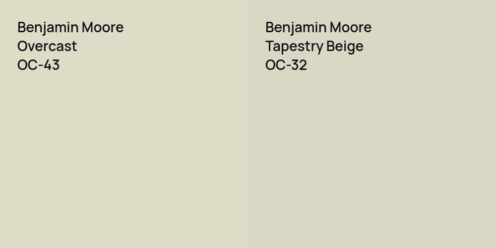 Benjamin Moore Overcast vs. Benjamin Moore Tapestry Beige