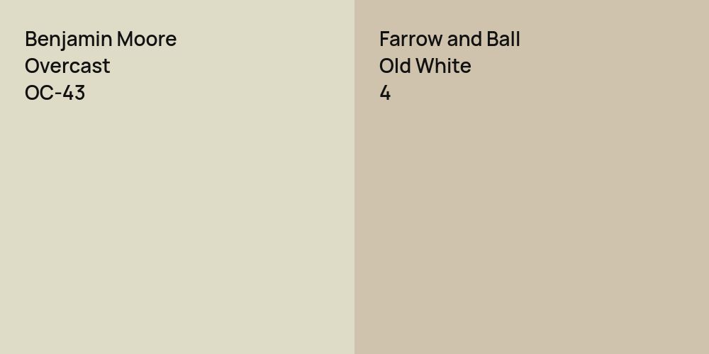 Benjamin Moore Overcast vs. Farrow and Ball Old White