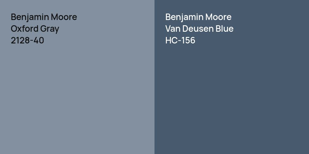 Benjamin Moore Oxford Gray vs. Benjamin Moore Van Deusen Blue