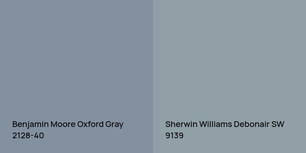 Benjamin Moore Oxford Gray vs. Sherwin Williams Debonair