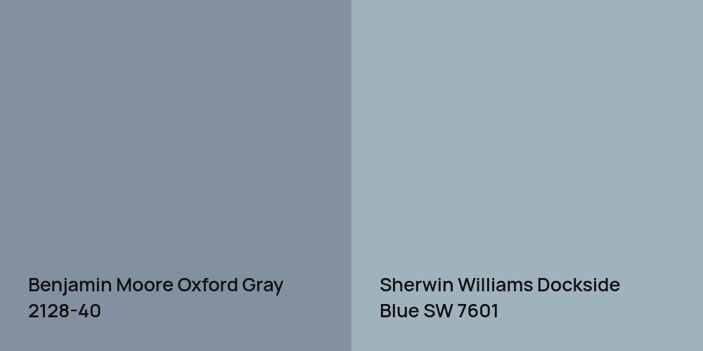 Benjamin Moore Oxford Gray vs. Sherwin Williams Dockside Blue