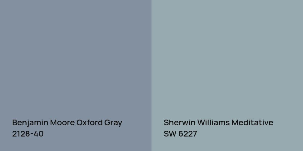 Benjamin Moore Oxford Gray vs. Sherwin Williams Meditative