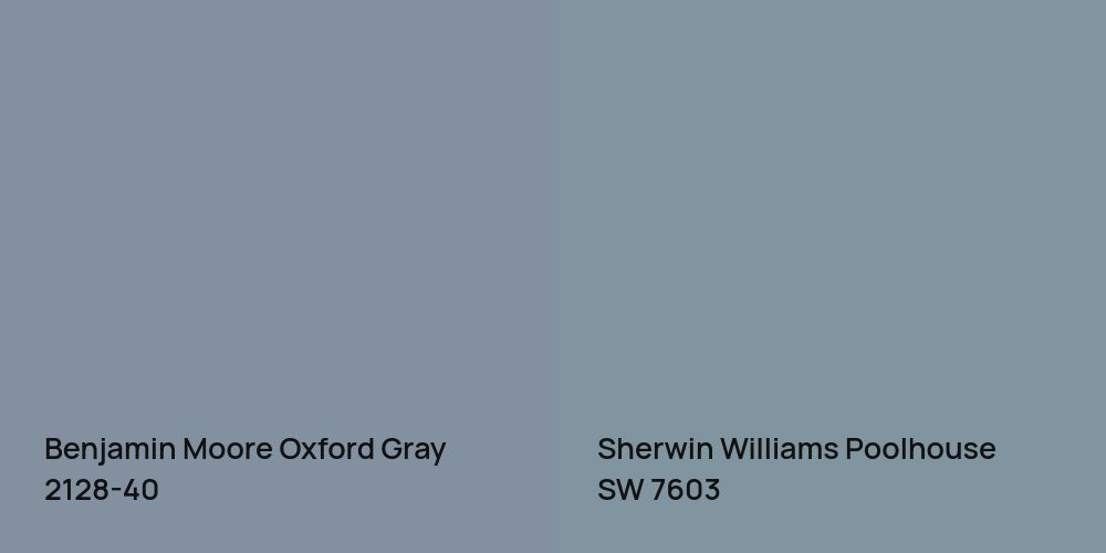 Benjamin Moore Oxford Gray vs. Sherwin Williams Poolhouse