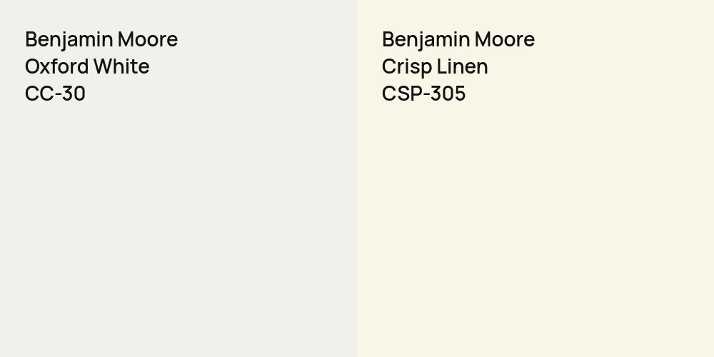 Benjamin Moore Oxford White vs. Benjamin Moore Crisp Linen