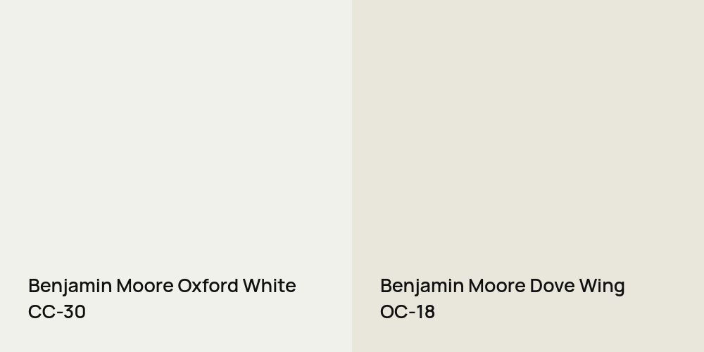 Benjamin Moore Oxford White vs. Benjamin Moore Dove Wing