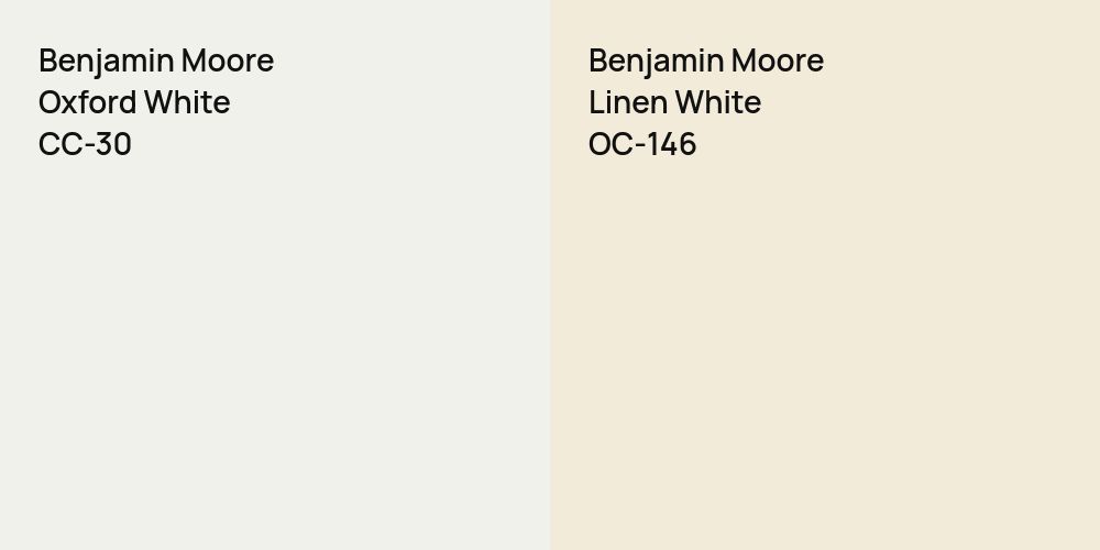 Benjamin Moore Oxford White vs. Benjamin Moore Linen White