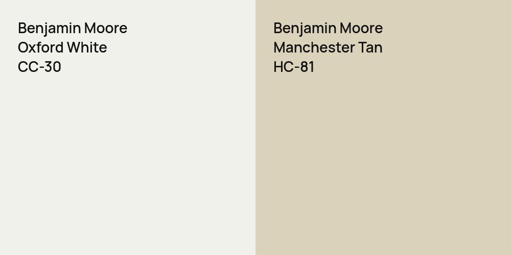 Benjamin Moore Oxford White vs. Benjamin Moore Manchester Tan