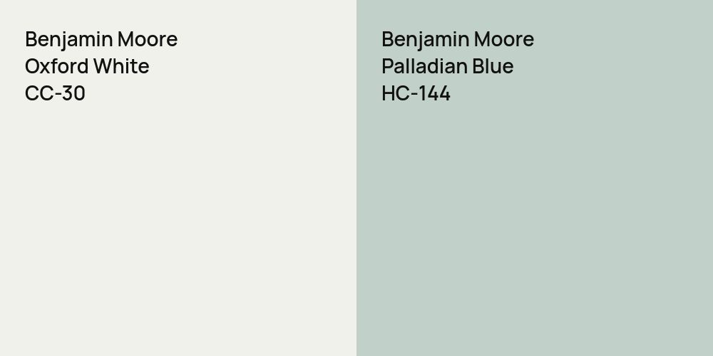 Benjamin Moore Oxford White vs. Benjamin Moore Palladian Blue