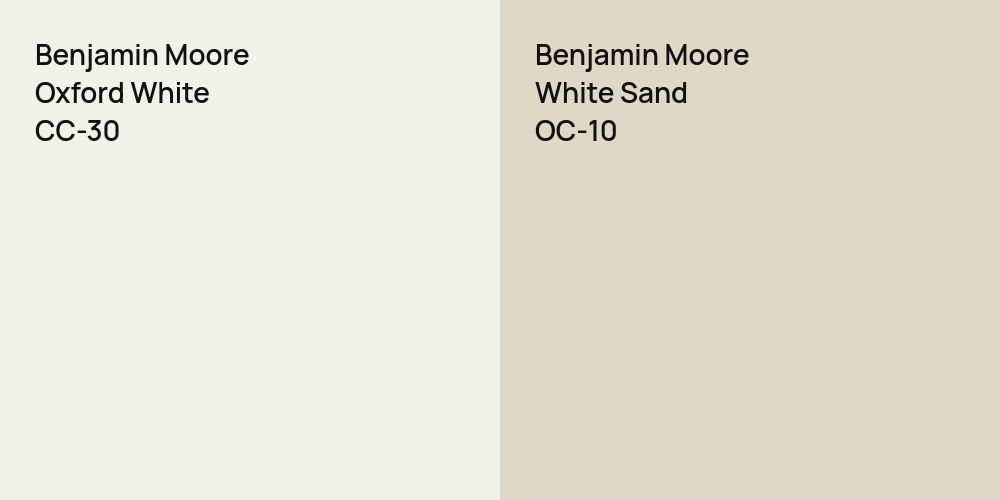 Benjamin Moore Oxford White vs. Benjamin Moore White Sand