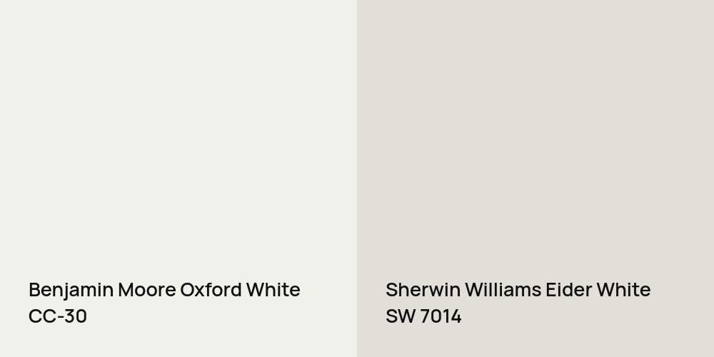 Benjamin Moore Oxford White vs. Sherwin Williams Eider White