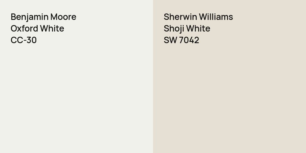 Benjamin Moore Oxford White vs. Sherwin Williams Shoji White