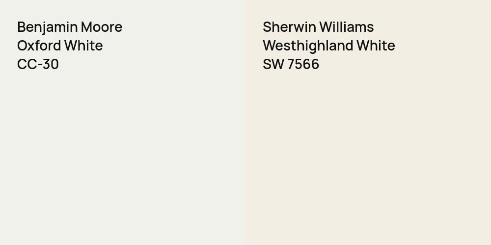 Benjamin Moore Oxford White vs. Sherwin Williams Westhighland White