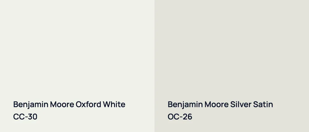 Benjamin Moore Oxford White CC-30 vs Benjamin Moore Silver Satin OC-26