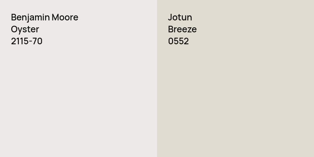 Benjamin Moore Oyster vs. Jotun Breeze