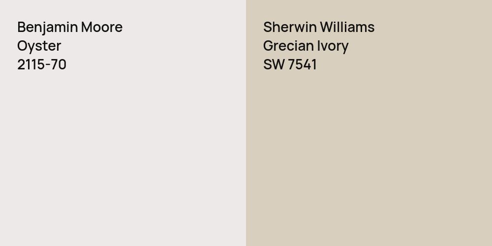 Benjamin Moore Oyster vs. Sherwin Williams Grecian Ivory