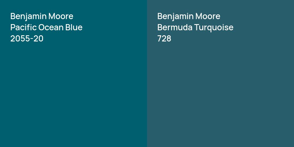 Benjamin Moore Pacific Ocean Blue vs. Benjamin Moore Bermuda Turquoise