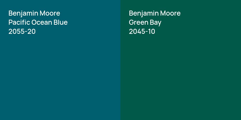 Benjamin Moore Pacific Ocean Blue vs. Benjamin Moore Green Bay