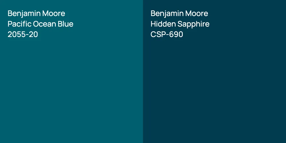 Benjamin Moore Pacific Ocean Blue vs. Benjamin Moore Hidden Sapphire