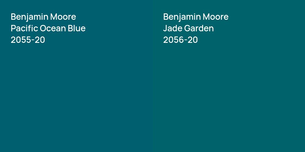 Benjamin Moore Pacific Ocean Blue vs. Benjamin Moore Jade Garden