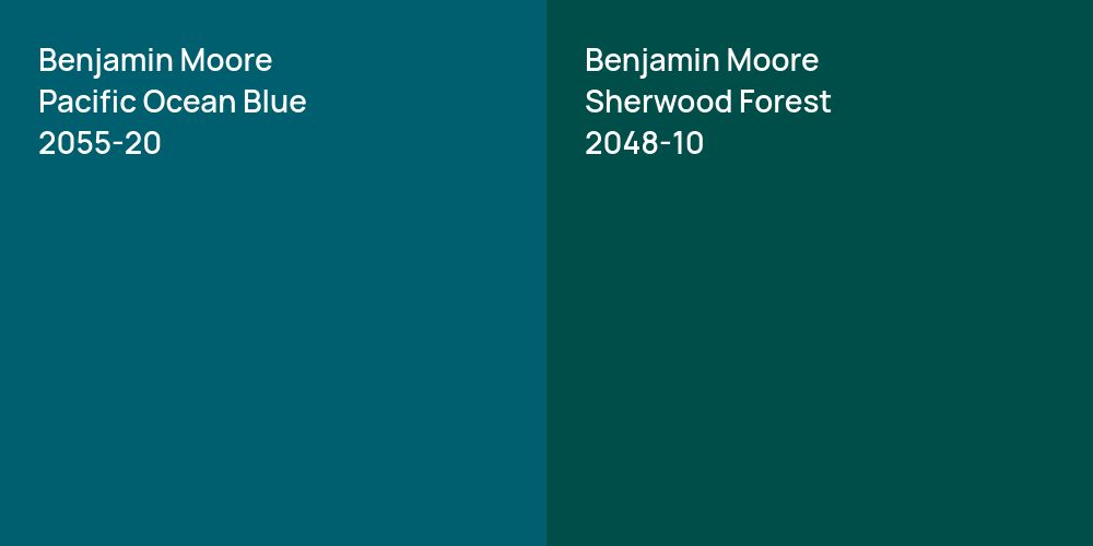 Benjamin Moore Pacific Ocean Blue vs. Benjamin Moore Sherwood Forest