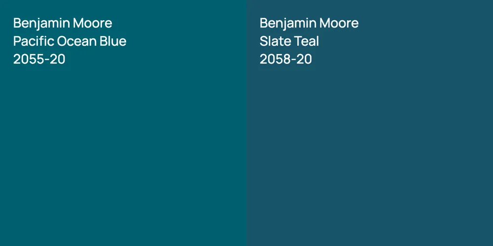 Benjamin Moore Pacific Ocean Blue vs. Benjamin Moore Slate Teal