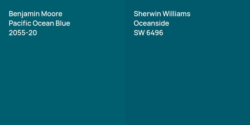 Benjamin Moore Pacific Ocean Blue vs. Sherwin Williams Oceanside