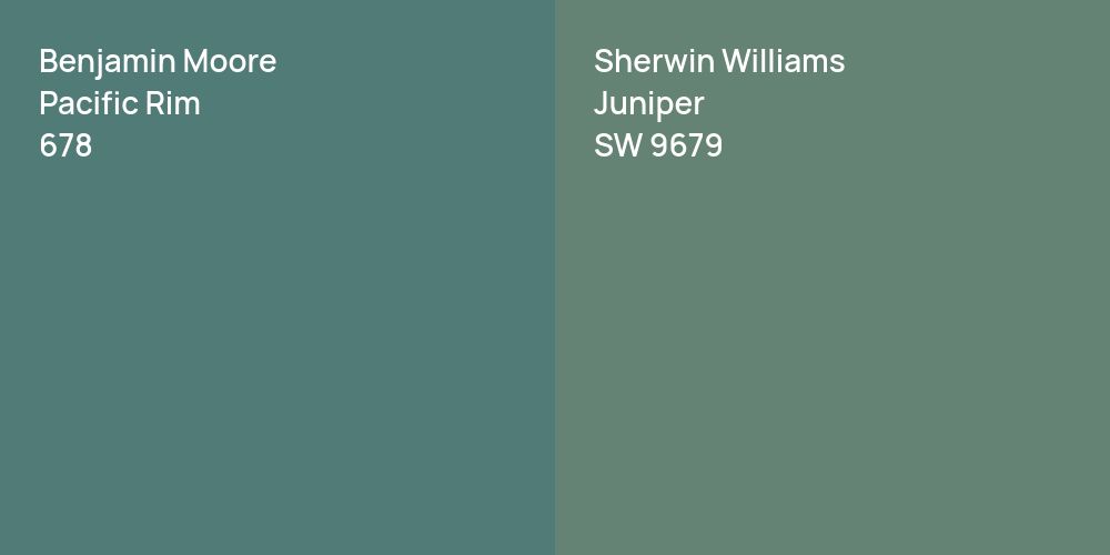 Benjamin Moore Pacific Rim vs. Sherwin Williams Juniper