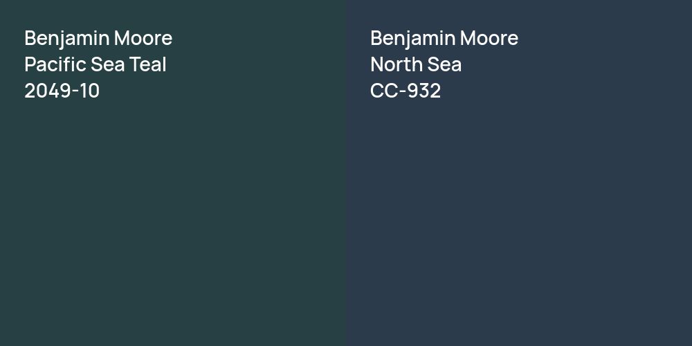 Benjamin Moore Pacific Sea Teal vs. Benjamin Moore North Sea