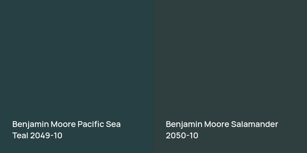 Benjamin Moore Pacific Sea Teal vs. Benjamin Moore Salamander