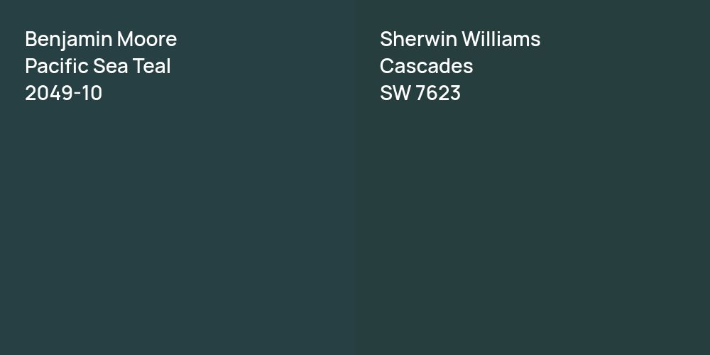 Benjamin Moore Pacific Sea Teal vs. Sherwin Williams Cascades