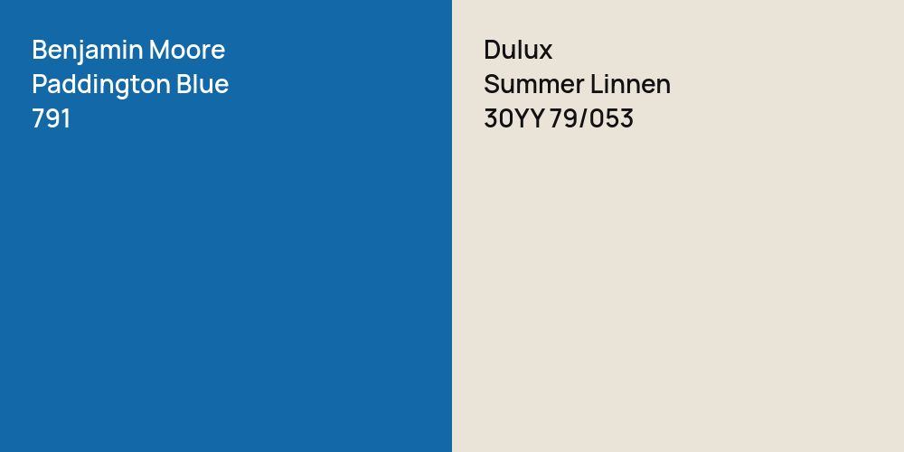 Benjamin Moore Paddington Blue vs. Dulux Summer Linnen