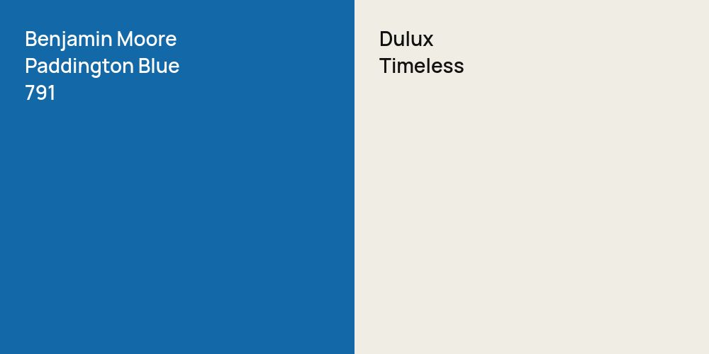 Benjamin Moore Paddington Blue vs. Dulux Timeless