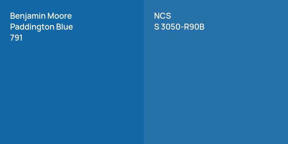 Benjamin Moore Paddington Blue vs. NCS S 3050-R90B