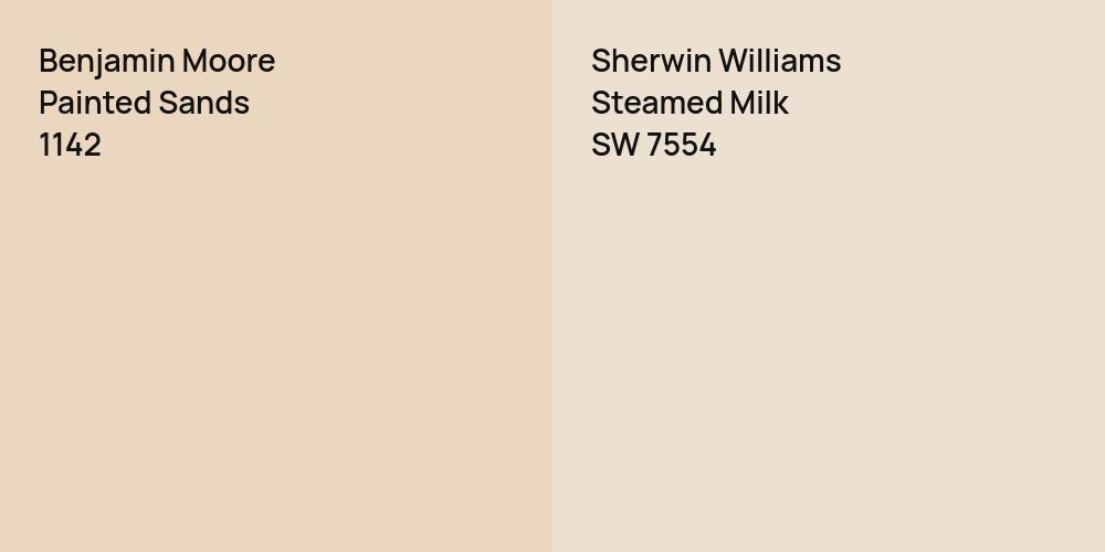 Benjamin Moore Painted Sands vs. Sherwin Williams Steamed Milk