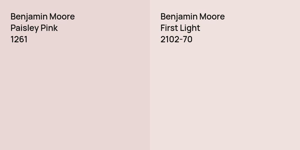 Benjamin Moore Paisley Pink vs. Benjamin Moore First Light