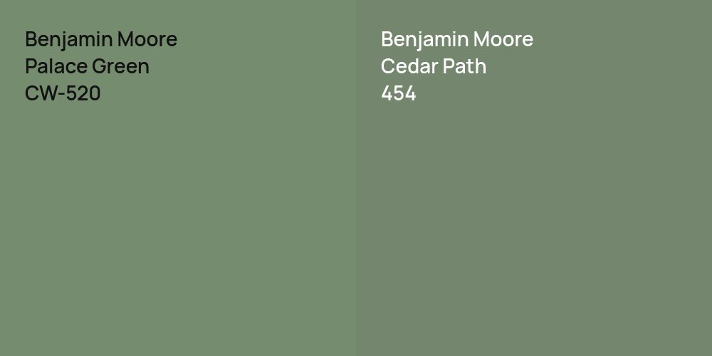 Benjamin Moore Palace Green vs. Benjamin Moore Cedar Path