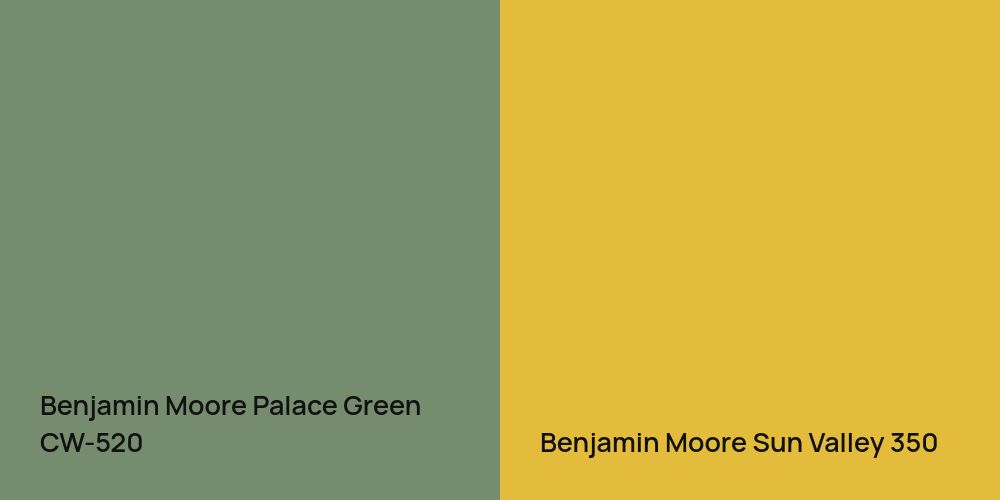 Benjamin Moore Palace Green vs. Benjamin Moore Sun Valley