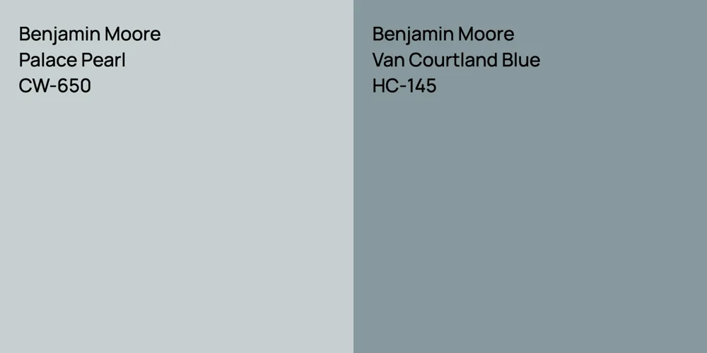 Benjamin Moore Palace Pearl vs. Benjamin Moore Van Courtland Blue