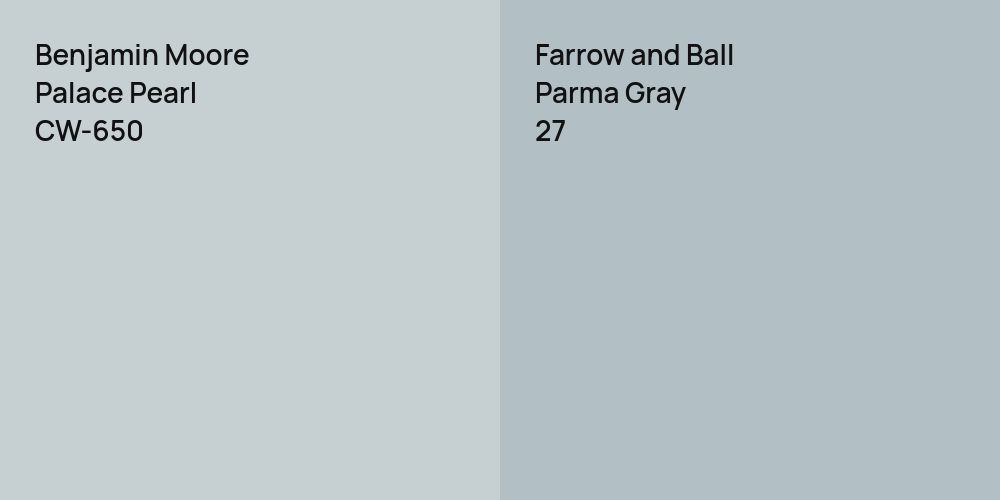 Benjamin Moore Palace Pearl vs. Farrow and Ball Parma Gray